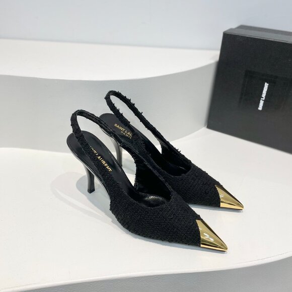 Saint Laurent Slingback Tweed In Size 37/ 10 cm heel / Never Worn - Picture 4 of 7